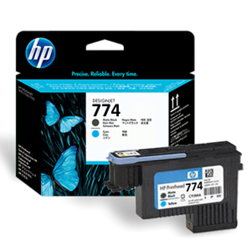 Tete-d-impression-HP-774-P2W01A-Noir-Mat-et-Cyan